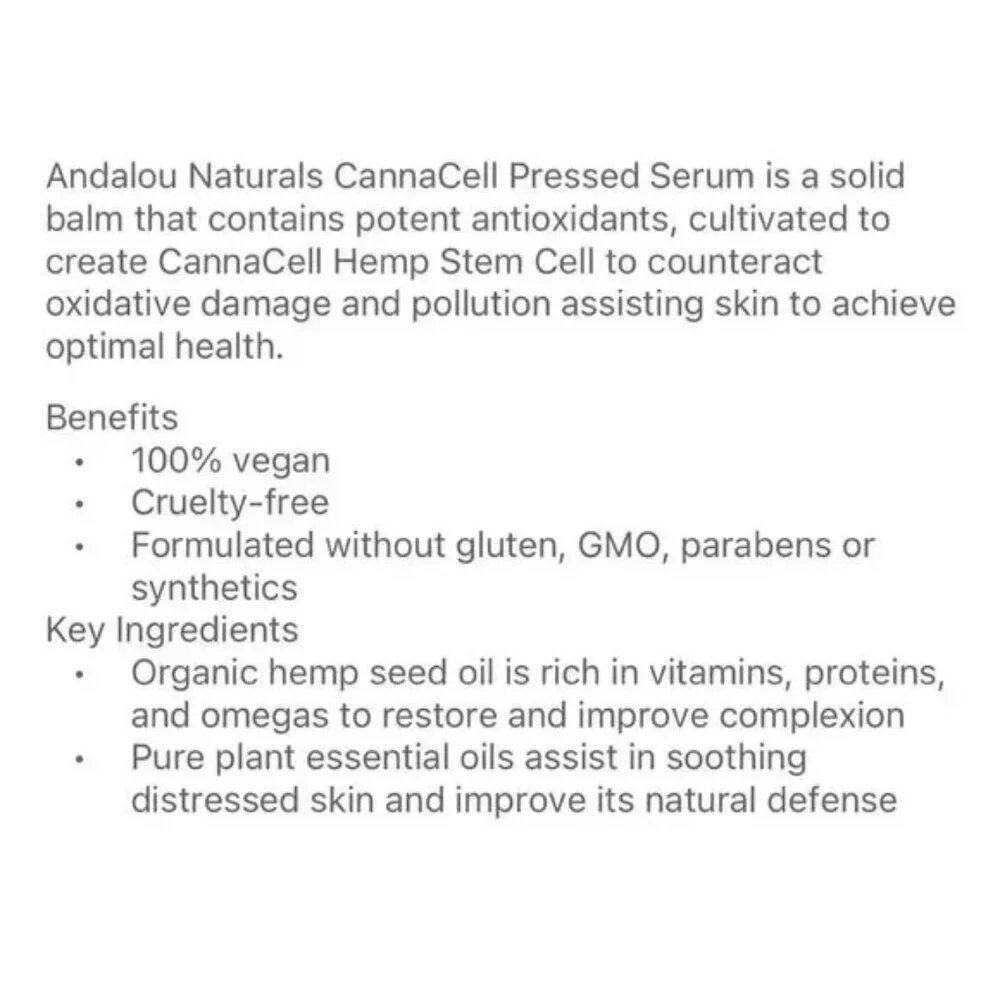 Andalou Naturals CannaCell Pressed Serum 💧 NEW Hemp Stem Cells - Picture 4 of 4